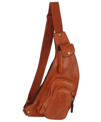 Small Sling Bag Crossbody Fanny Pack Chest Bag LQ313 BROWN